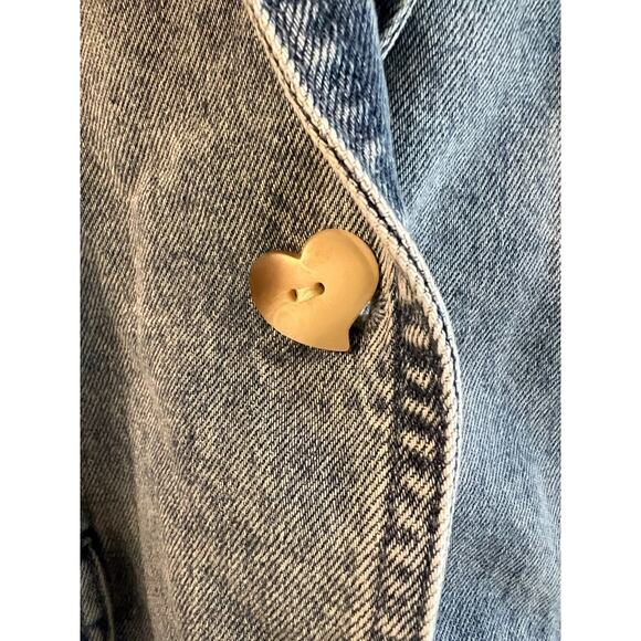 NWT River Island Girls 11-12 years Denim Jacket heart shaped button women's XS - Picture 5 of 8